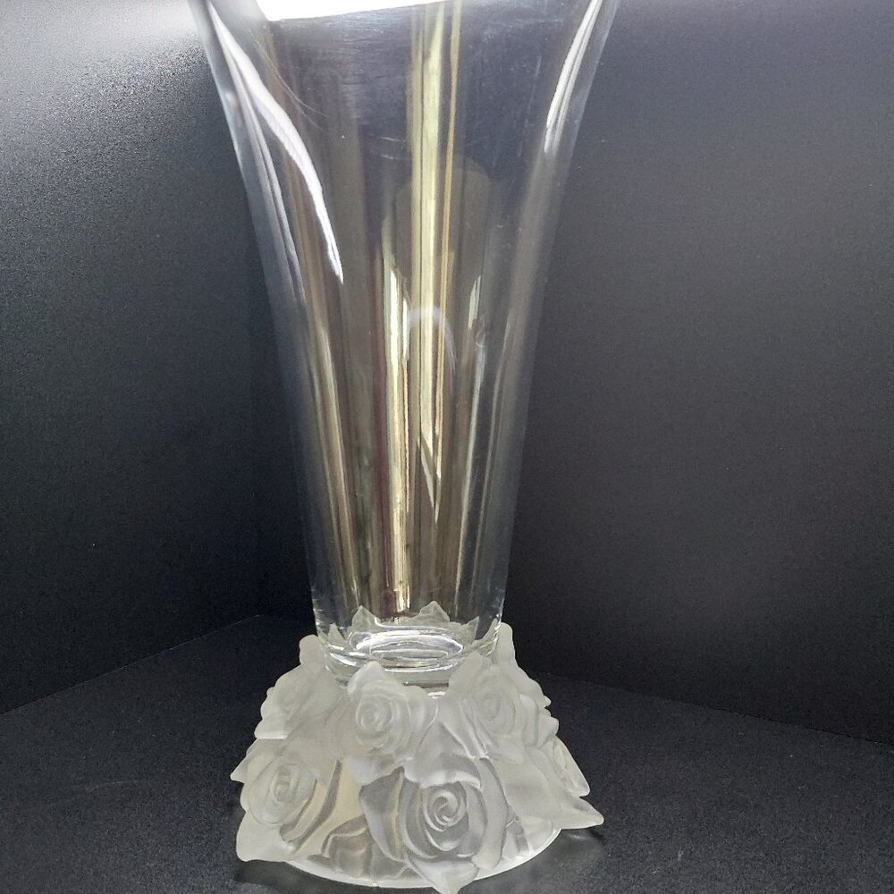 Elegant Lead Crystal tall Vase with Rose Base